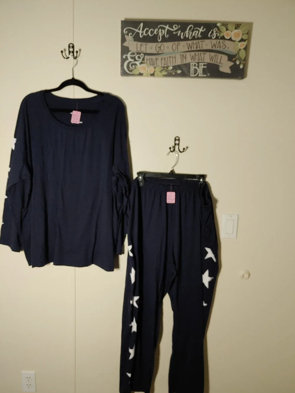 Dreams & Co. 3X Adorable Blue W/white Stars Long Sleeve Pajama Set